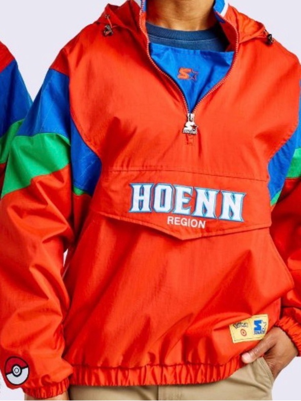 STARTER Red Windbreaker with Blue and Green Accents